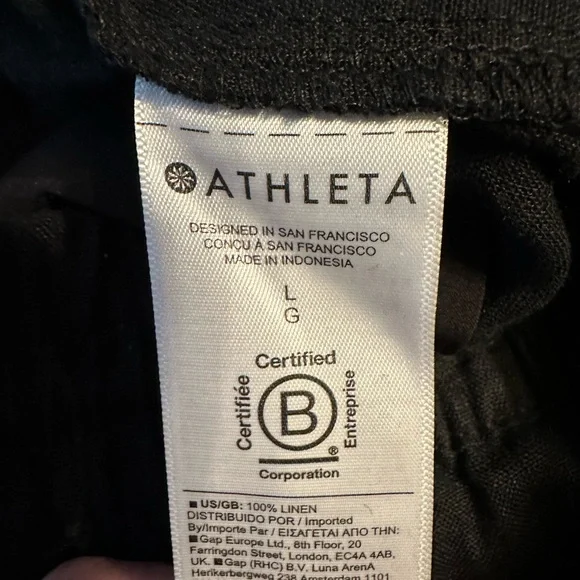 $79 Athleta Black Retreat Linen Mid Rise Wide
Leg Pant Large - Picture 4 of 5